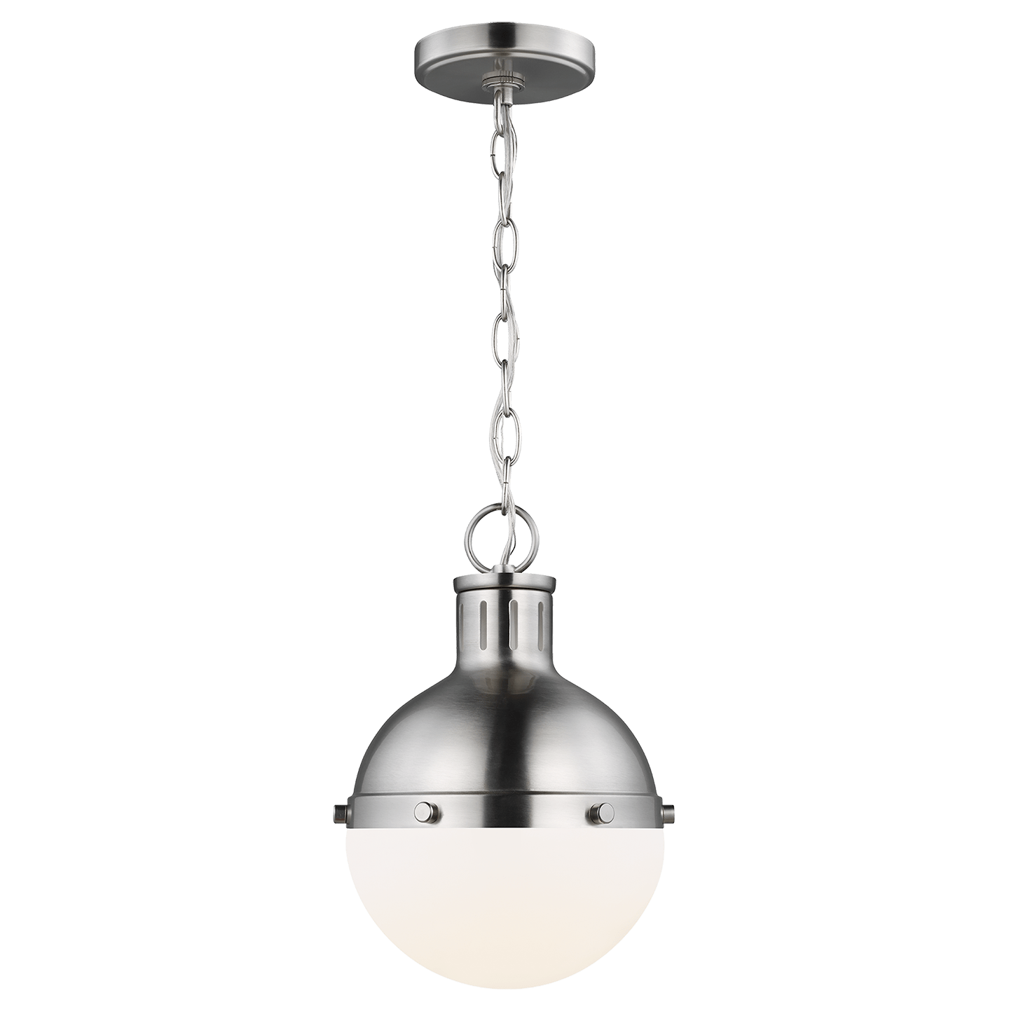 Brushed Nickel / White Glass
