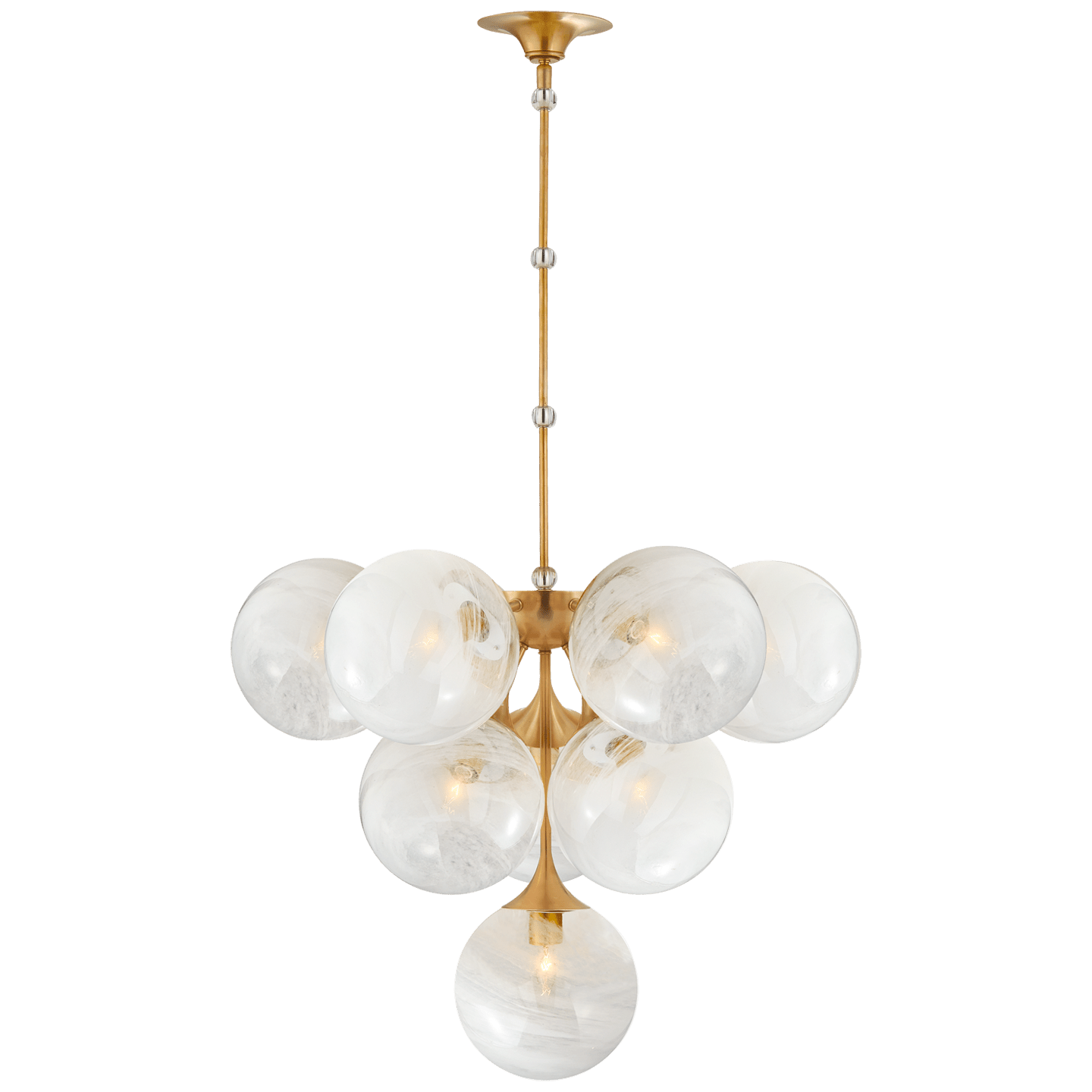 Hand-Rubbed Antique Brass / White Strie Glass