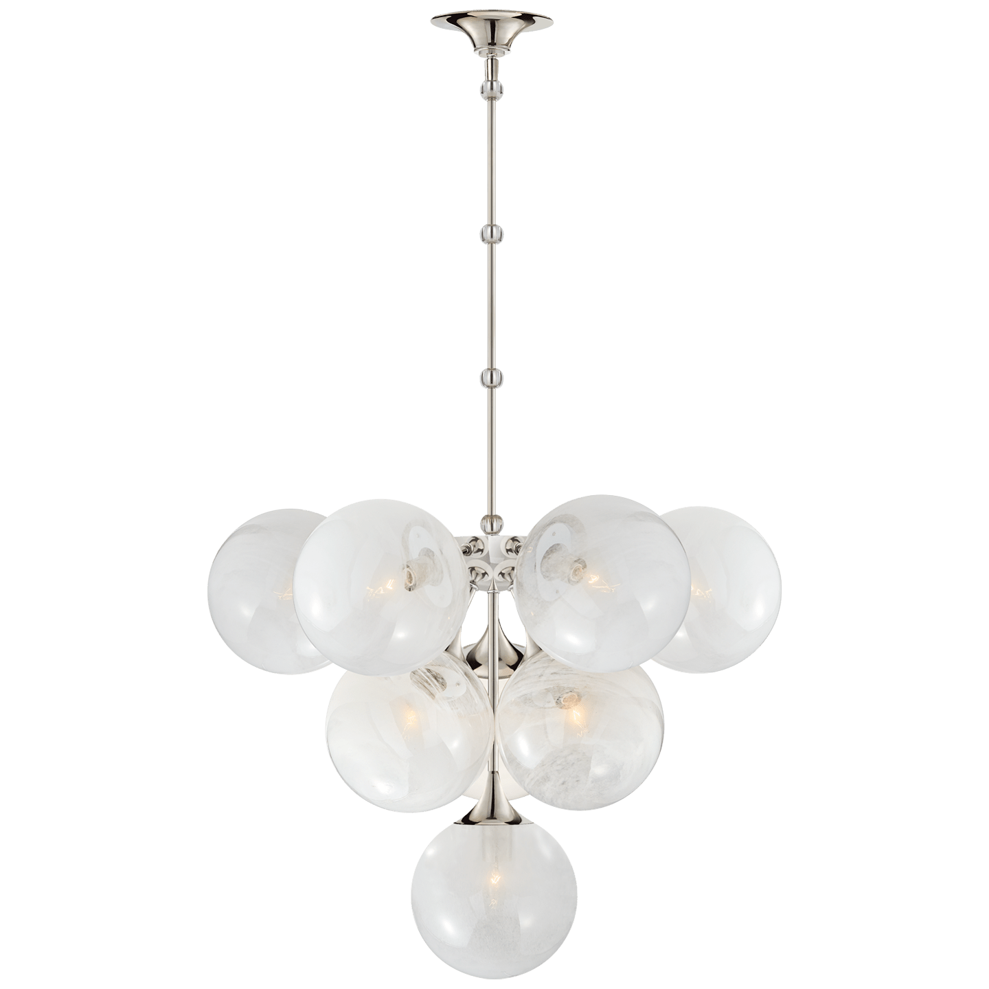 Polished Nickel / White Strie Glass