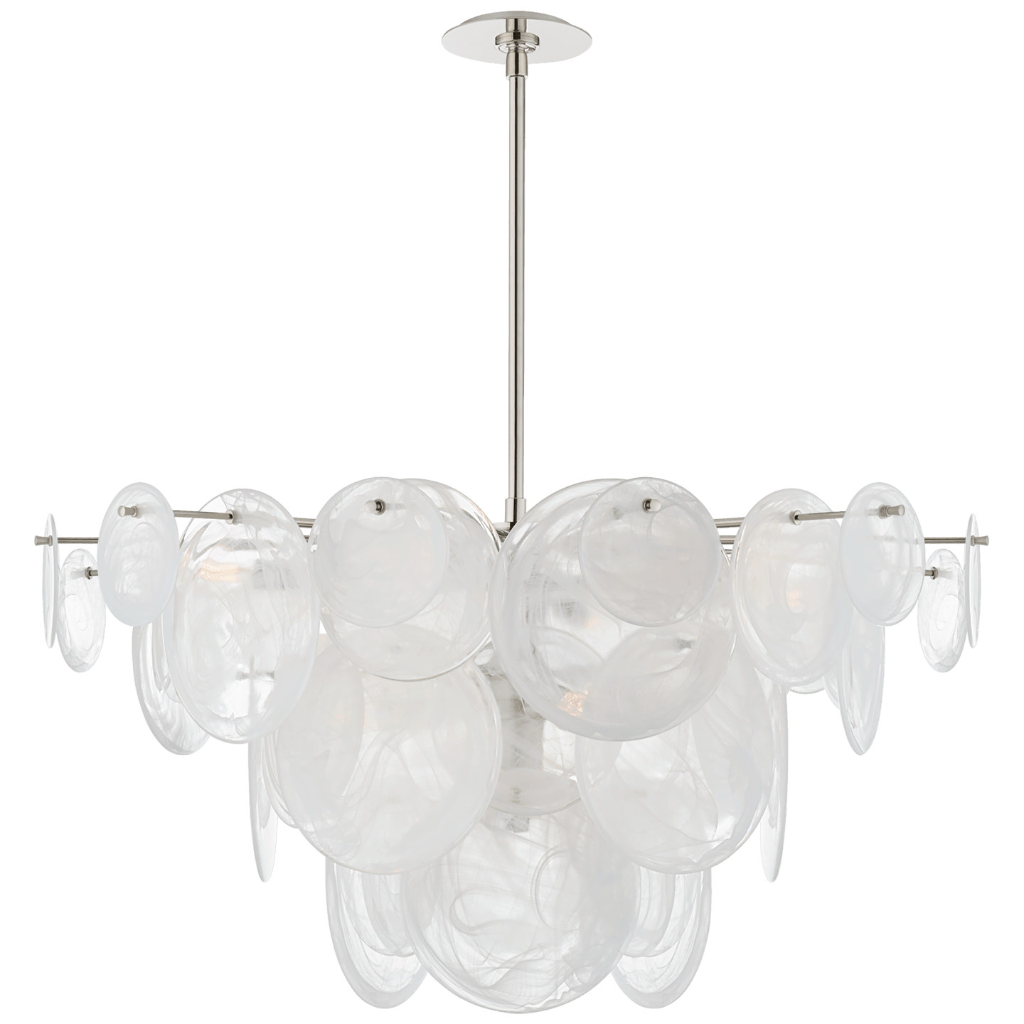 Polished Nickel / White Strie Glass