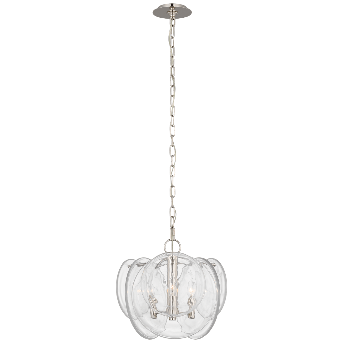 Polished Nickel / Clear Strie Glass