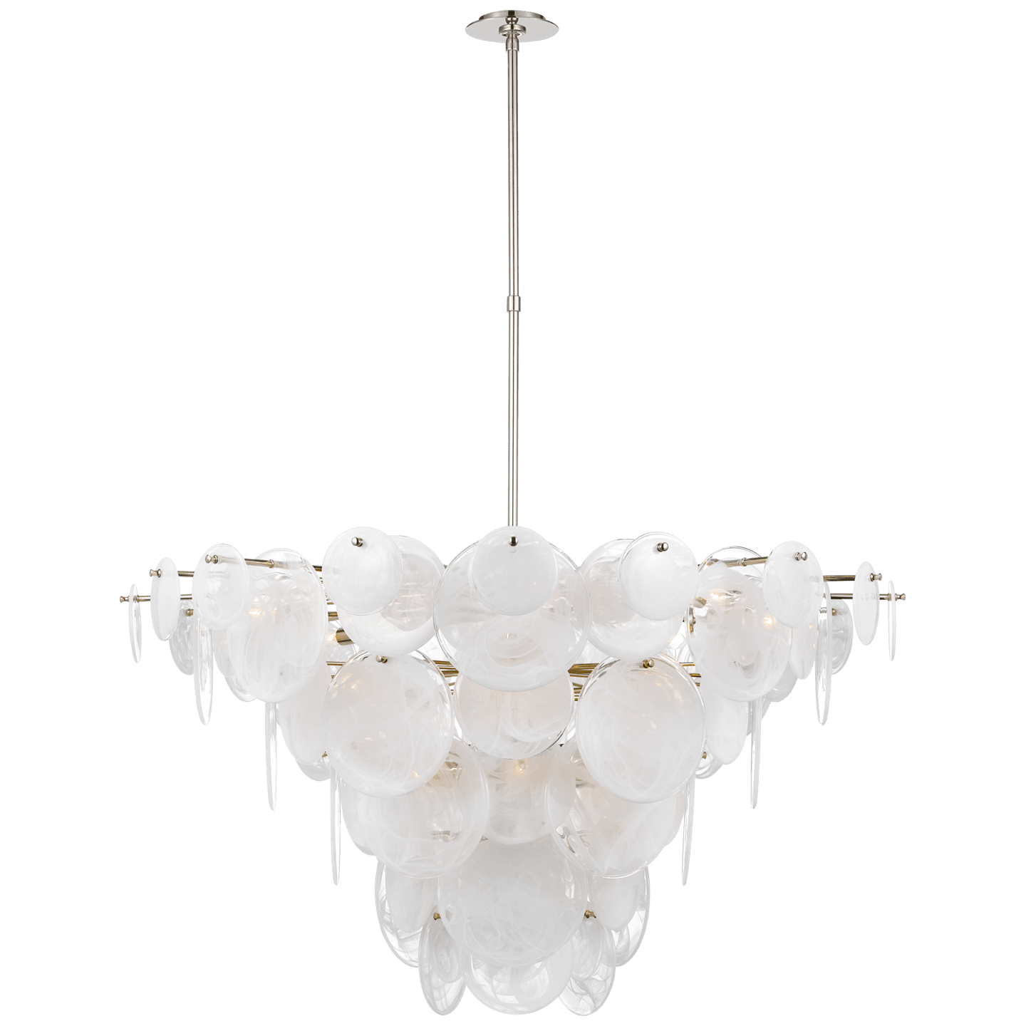 Polished Nickel / White Strie Glass