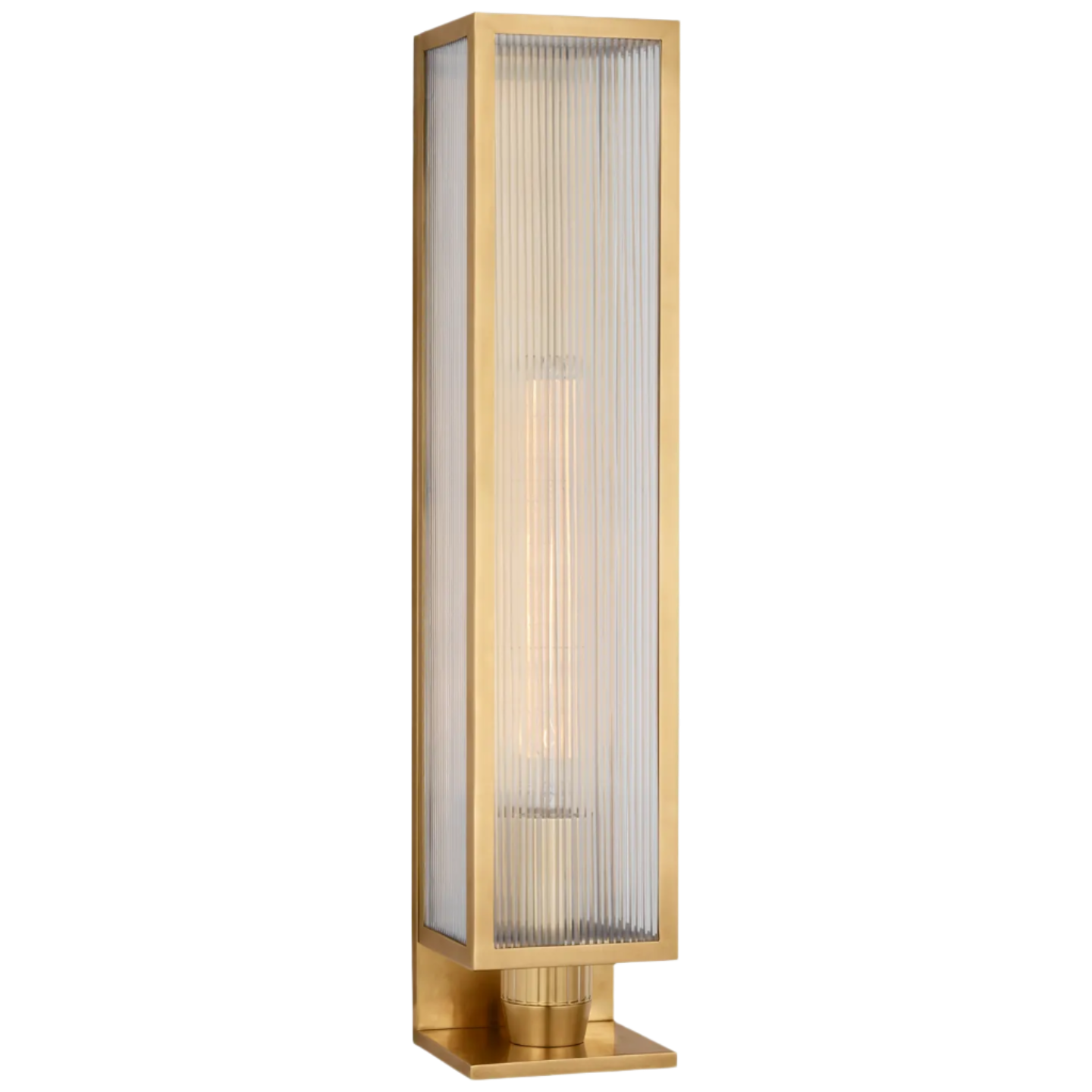 Soft Brass / Clear Ribbed Glass