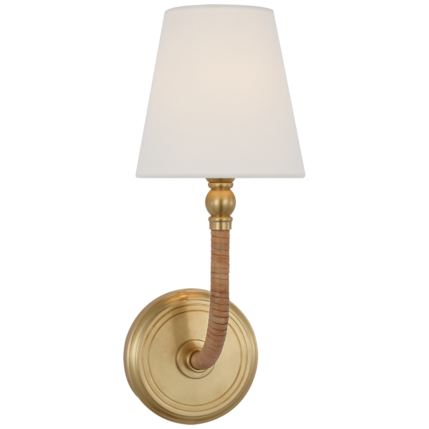 Ottone Antico Lucidato e Rattan Naturale / 8,9 cm x 14 cm x 14 cm Lino