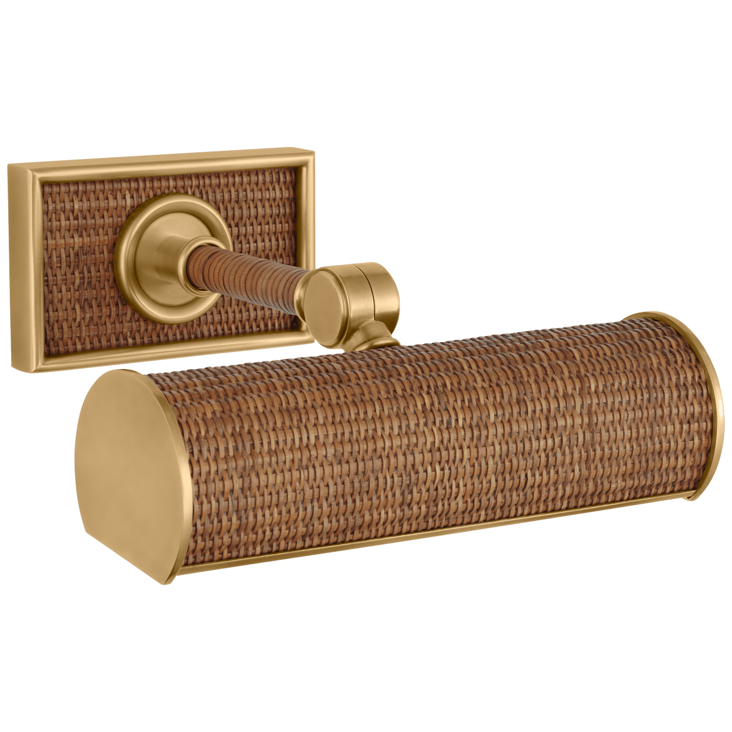 Antique-Burnished Brass and Natural Woven Rattan