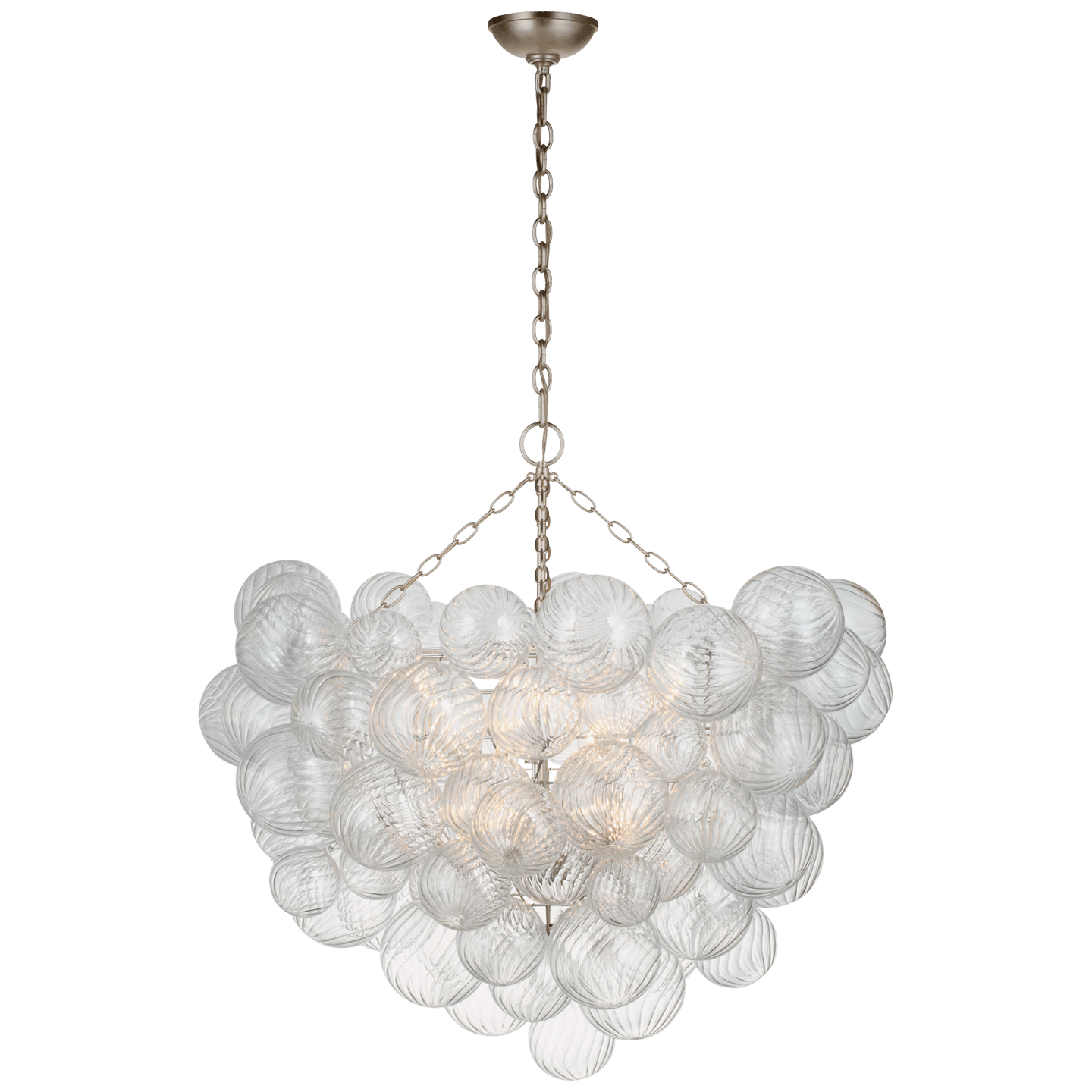 Burnished Silver Leaf / Clear Swirled Glass