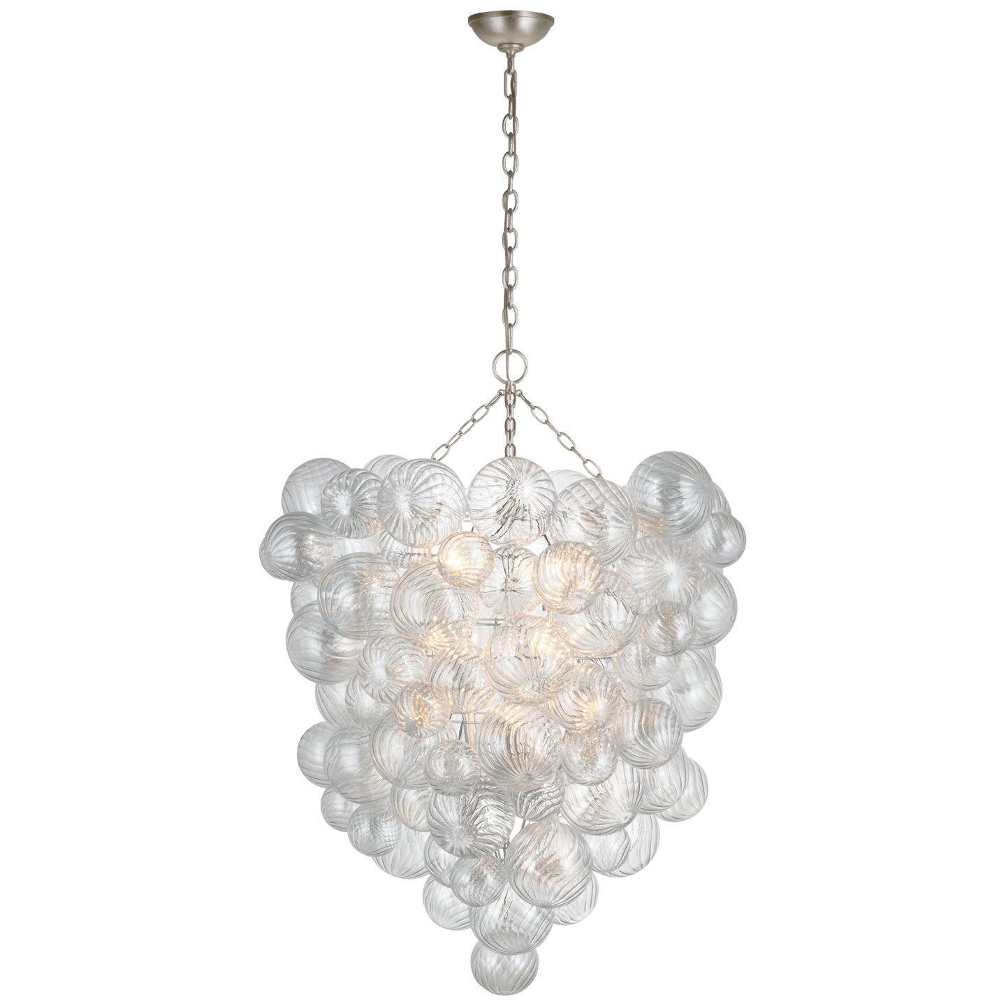 Burnished Silver Leaf / Clear Swirled Glass