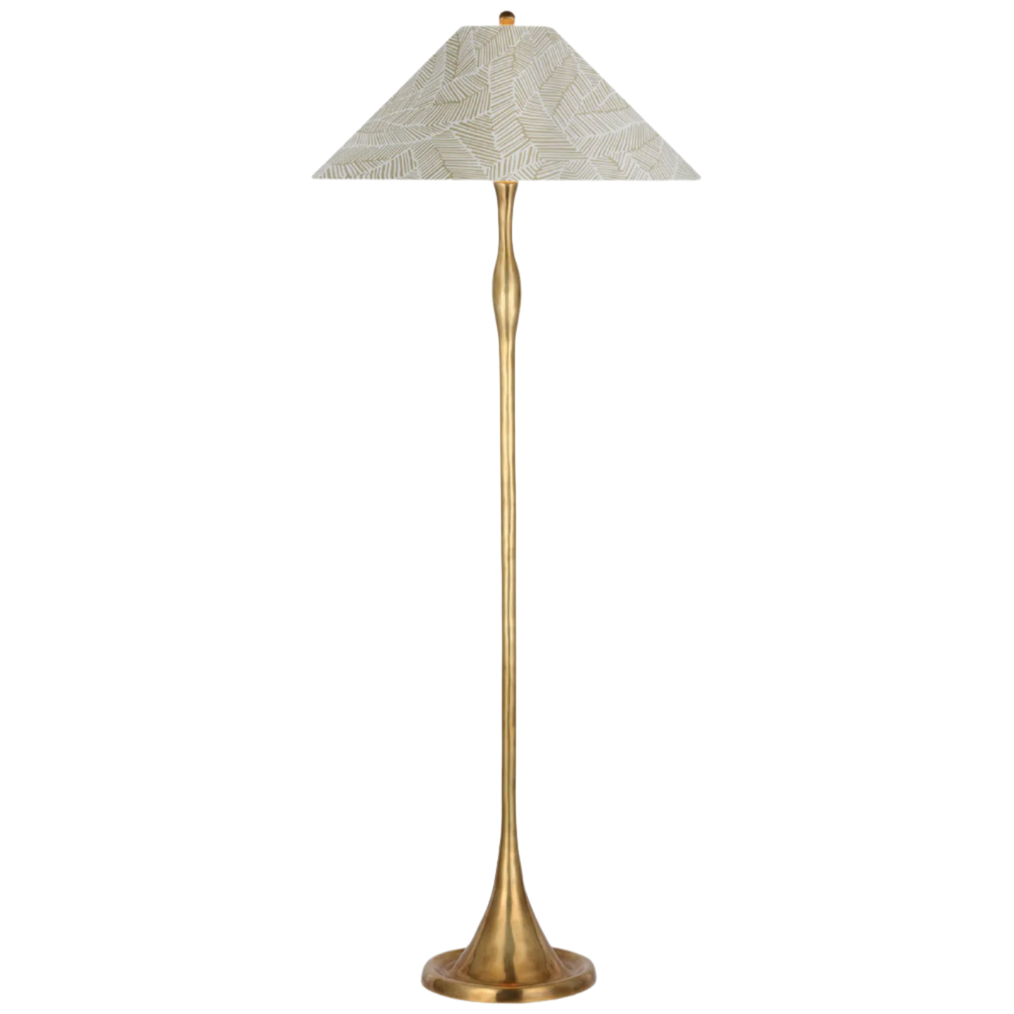 Ottone Anticato Lucidato a Mano / 12,7 cm x 53,3 cm x 28,6 cm Foglia Astratta Color Taupe